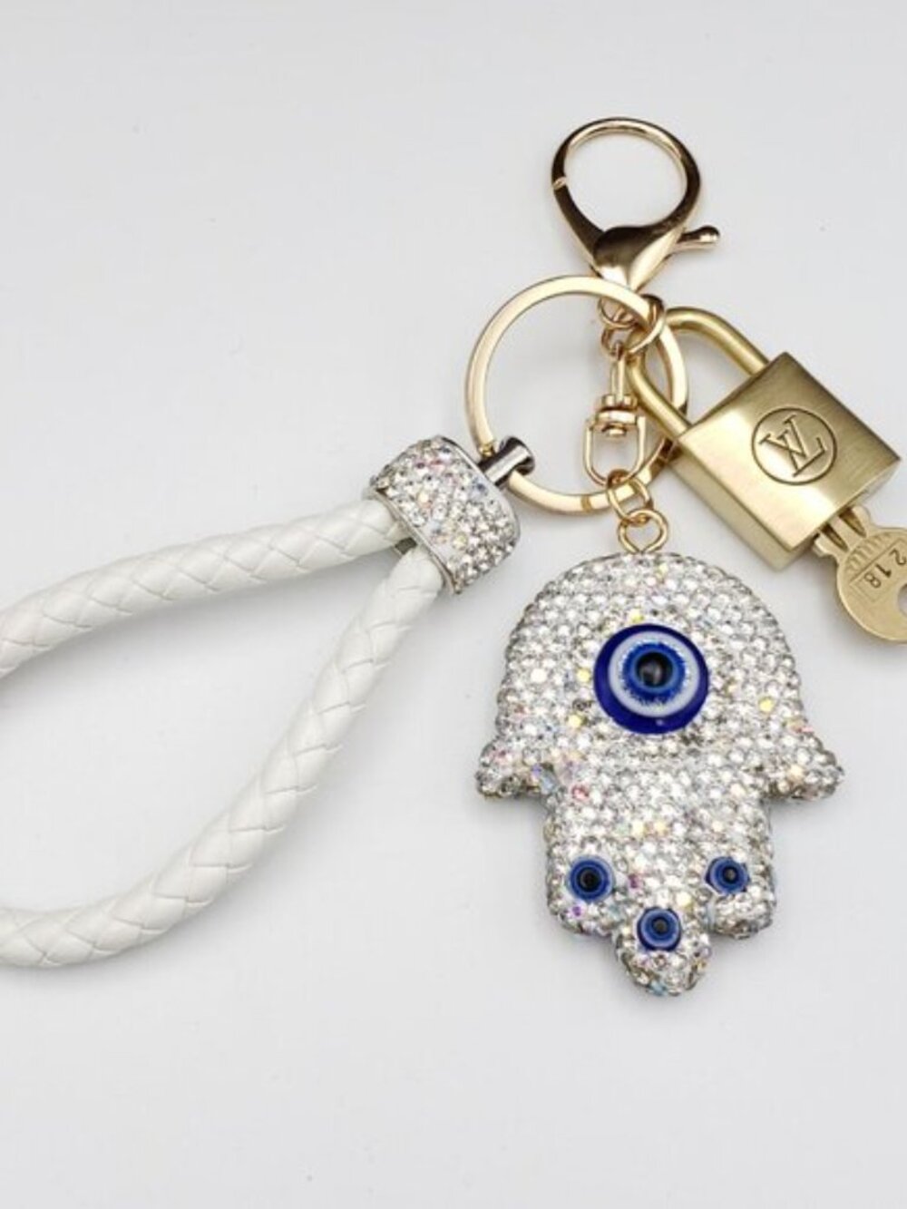 Louis Vuitton Gold Padlock 🔒 Key Set Authentic LV w/ Unbranded Evil Eye Charm - Picture 8 of 9